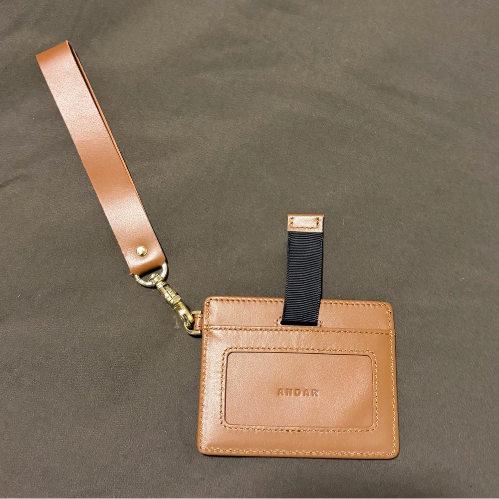 Brown Leather Card Holder with Strap
